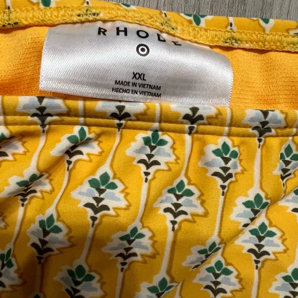 Women's Dainty Lotus Print High Leg Cheeky Bikini Bottom - RHODE Yellow/Tur XXL - Picture 6 of 9